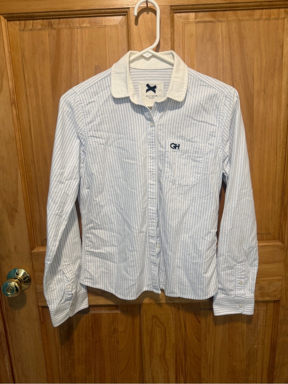 Gilly Hicks Sydney Blue White Striped Oxford Button Down Shirt M